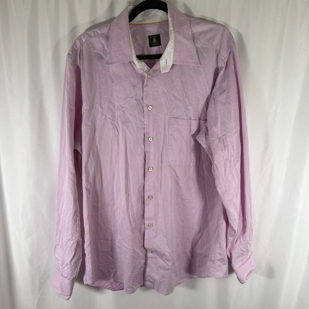 Robert Talbott Dress Shirt Men's XL Purple Trim Fit Button Up Long Sleeve Cotton